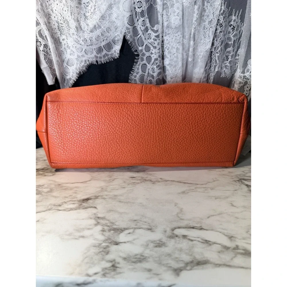Coach Orange Leather Street Zip‎ Tote Casual Large Shoulder Bag (A2955)